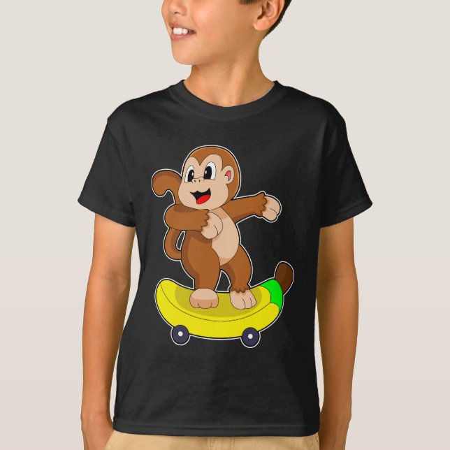 Monkey Banana Skater Skateboard T Shirt (Framsida)