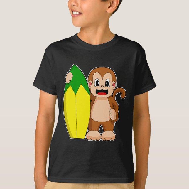 Monkey Banana Surfing T Shirt (Framsida)