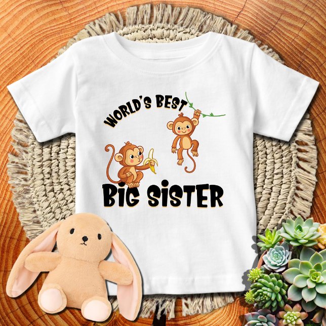 Monkey 🙈 Banana World's Best Big Sister T Shirt (Skapare uppladdad)