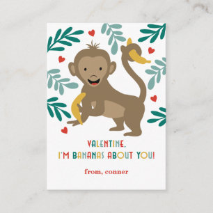 Monkey Bananas om dig i klassrummet Valentine Card Tilläggskort