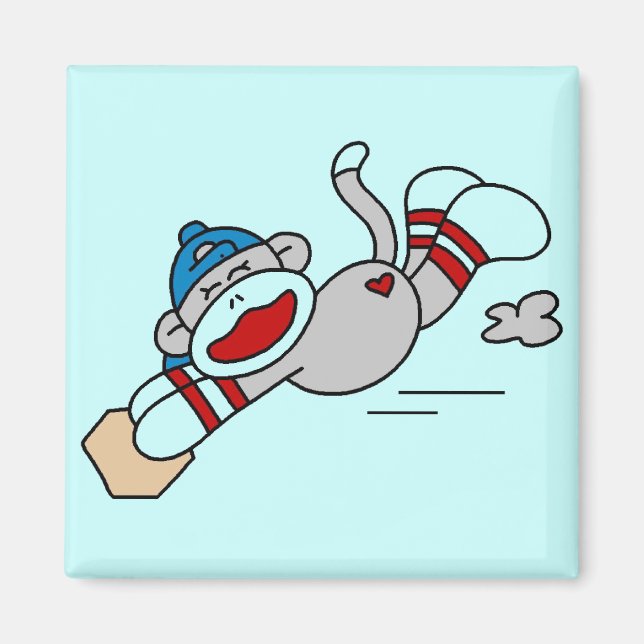 Monkey Baseball dykning i baskskjortor och gåvor Magnet (Framsidan)