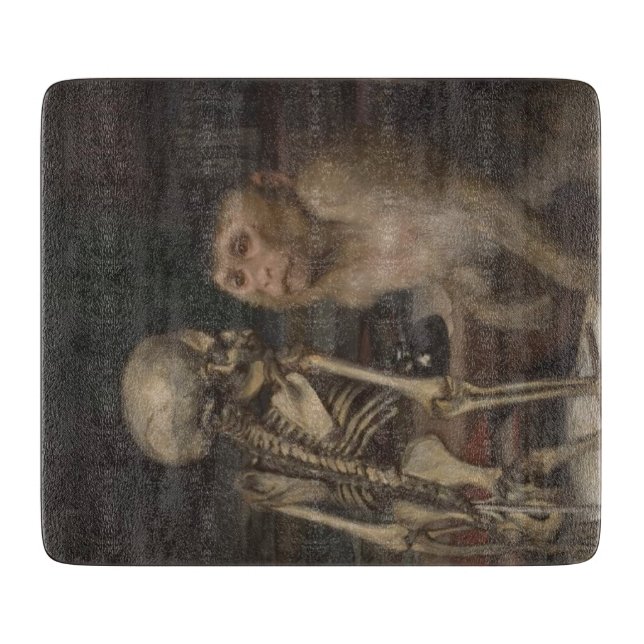 Monkey before a Skeleton (av Gabriel von Max) (Framsidan)