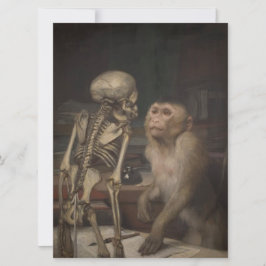 Monkey before a Skeleton (av Gabriel von Max) Kort