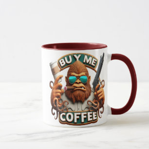 Monkey beväpnad med koffein köper en kaffe åt mig mugg