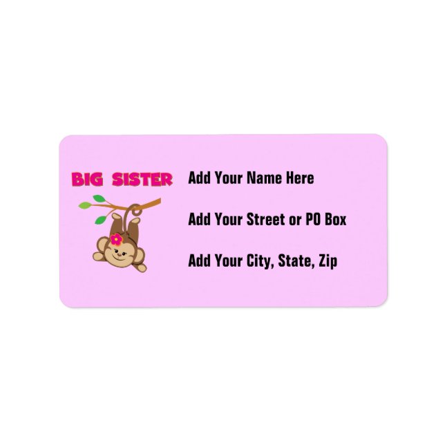 Monkey Big Sister Adressetikett (Framsidan)