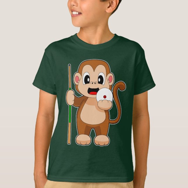Monkey Billiard Queue T Shirt (Framsida)