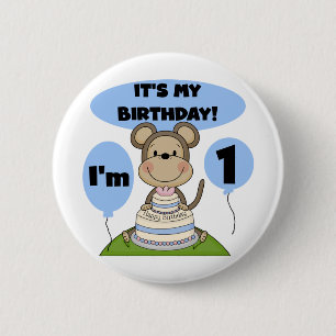 Monkey Birthday Boy 1 Knapp