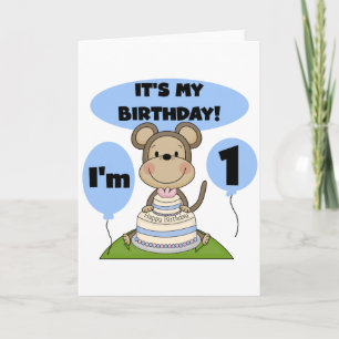 Monkey Birthday Boy 1 Kort