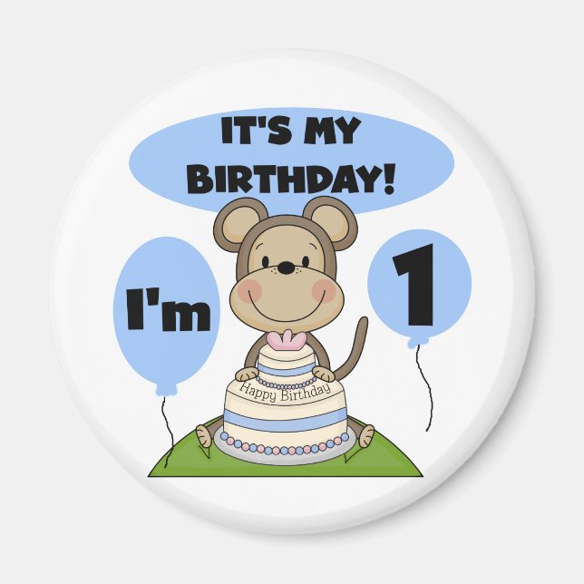 Monkey Birthday Boy 1 Magnet (Framsidan)