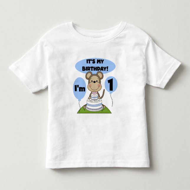 Monkey Birthday Boy 1 T-shirt (Framsida)