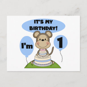 Monkey Birthday Boy 1 Vykort
