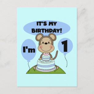 Monkey Birthday Boy 1 Vykort