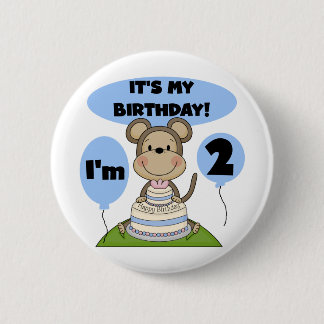Monkey Birthday Boy 2nd Tshirts och Gifts Knapp