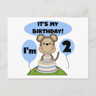 Monkey Birthday Boy 2nd Tshirts och Gifts Vykort