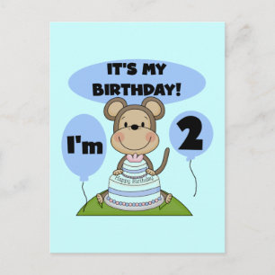 Monkey Birthday Boy 2nd Tshirts och Gifts Vykort