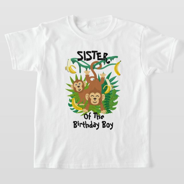 Monkey Birthday Shirt Sister Monkey Birthday T Shirt (Laydown)