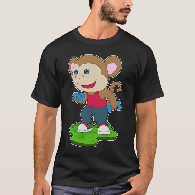 Monkey Bodybuilding Dumbbell T Shirt (Framsida)