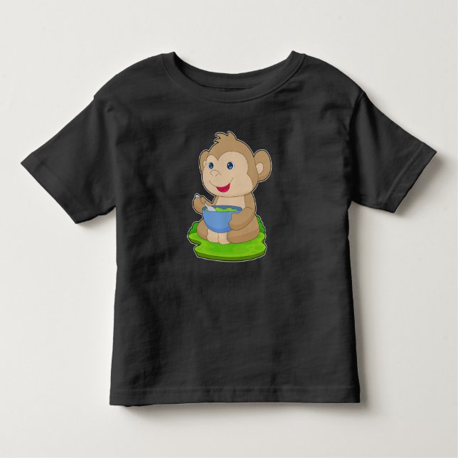 Monkey Bowl Food T Shirt (Framsida)