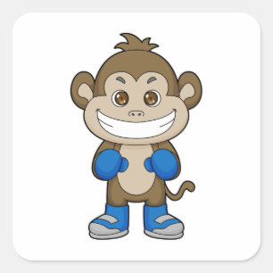Monkey Boxing Boxer Boxing handskar Fyrkantigt Klistermärke
