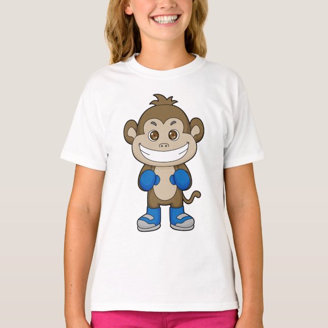 Monkey Boxing Boxer Boxing handskar T Shirt (Framsida)