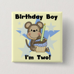 Monkey Boy 2 and Birthday Tshirts och Gifts Knapp