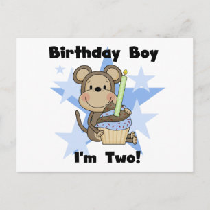 Monkey Boy 2 and Birthday Tshirts och Gifts Vykort