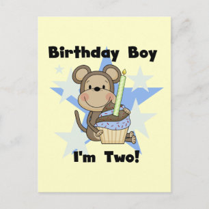 Monkey Boy 2 and Birthday Tshirts och Gifts Vykort
