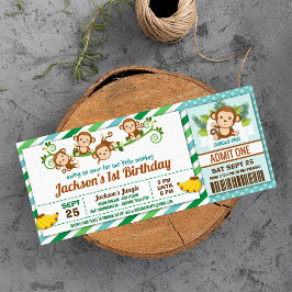Monkey Boy Jungle Biljett Pass Födelsedagsfest Inbjudningar