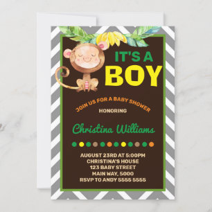 Monkey Boy Shower Jungle Inbjudningar