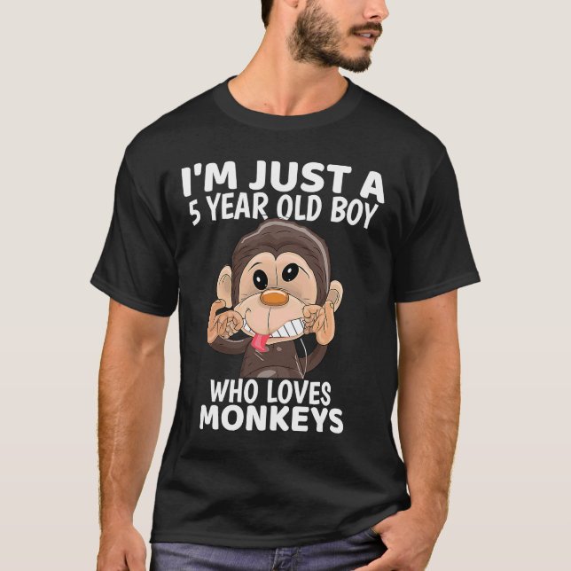 Monkey Boys, jag är bara en 5-årig pojke Birthday  T Shirt (Framsida)