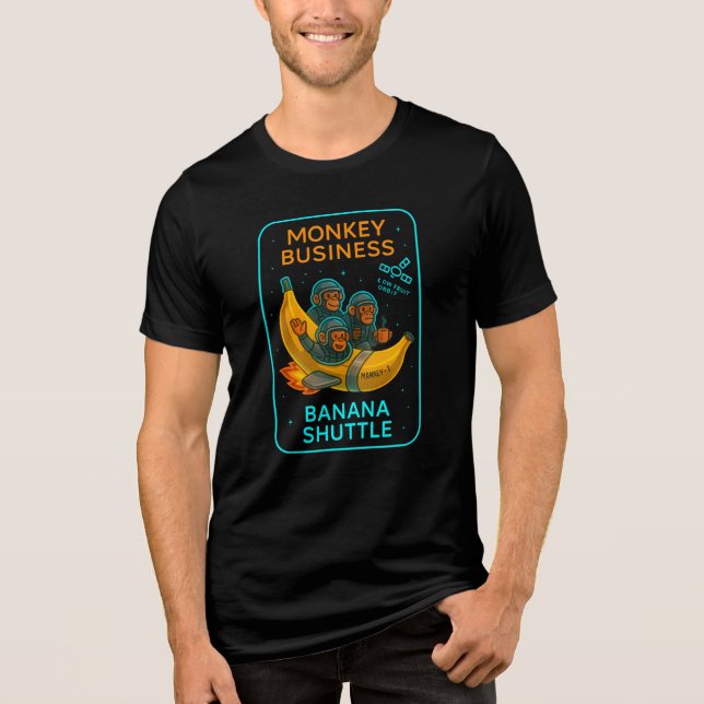 Monkey Business Banana Shuttle Shirt – Funny Space T (Framsida)