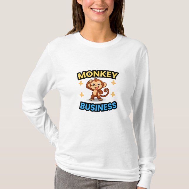 Monkey Business Funny  T Shirt (Framsida)