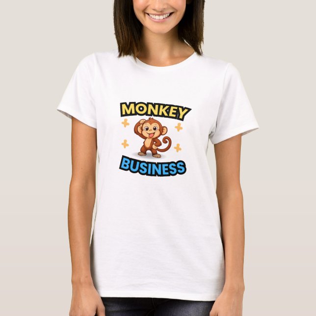 Monkey Business Funny  T Shirt (Framsida)