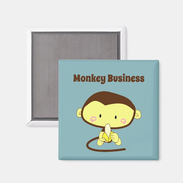 Monkey Business Funny Tecknad-design Magnet (Front/Back)
