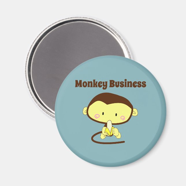 Monkey Business Funny Tecknad-design Magnet (Front/Back)