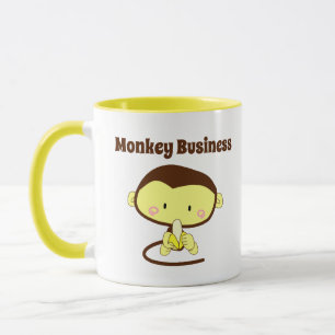 Monkey Business Funny Tecknad-design Mugg