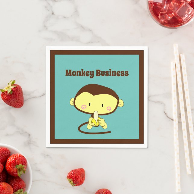 Monkey Business Funny Tecknad-design Pappersservett (Insitu)