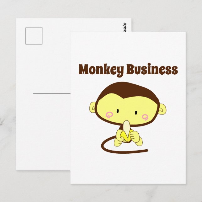 Monkey Business Funny Tecknad-design Vykort (Fram/baksida)