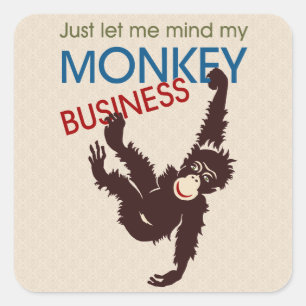 Monkey Business Fyrkantigt Klistermärke