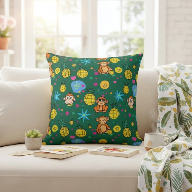 Monkey Business Pattern Kudde (Skapare uppladdad)