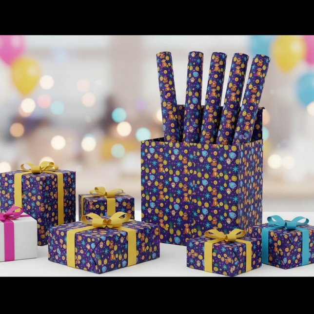 Monkey Business Pattern Presentpapper (Skapare uppladdad)