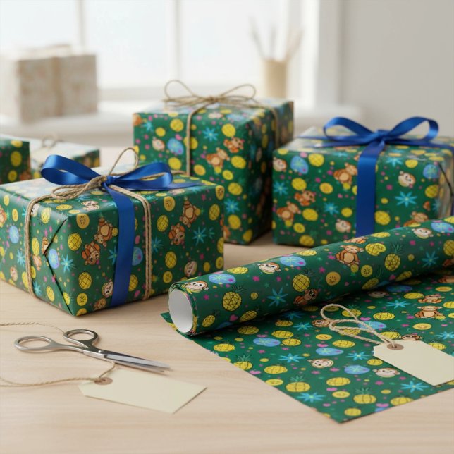 Monkey Business Pattern Presentpapper (Skapare uppladdad)