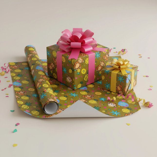 Monkey Business Pattern Presentpapper (Skapare uppladdad)