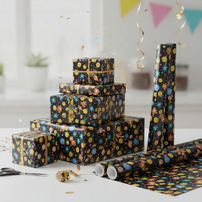 Monkey Business Pattern Presentpapper (Skapare uppladdad)