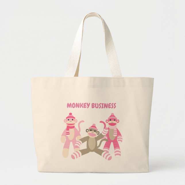 Monkey Business Sock monkey Tote Jumbo Tygkasse (Framsidan)