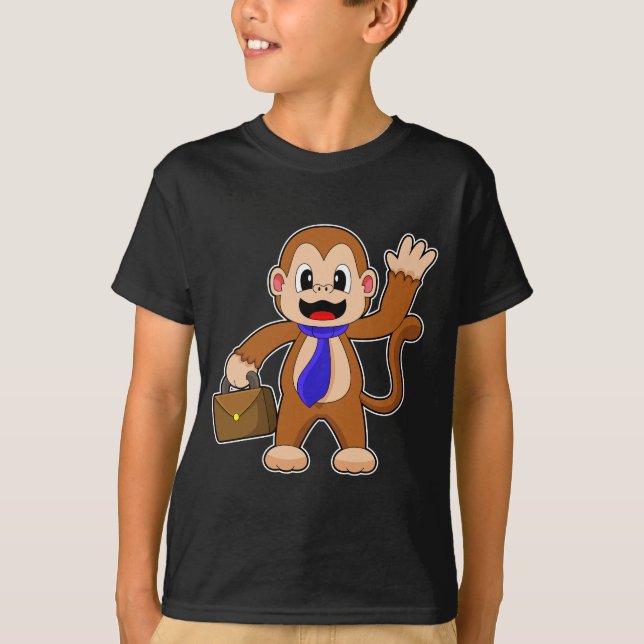 Monkey Businessman Briefcase T Shirt (Framsida)