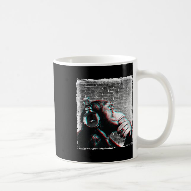 Monkey Chimp med hörlurar Shirt - Edm Dj Music Kaffemugg (Höger)