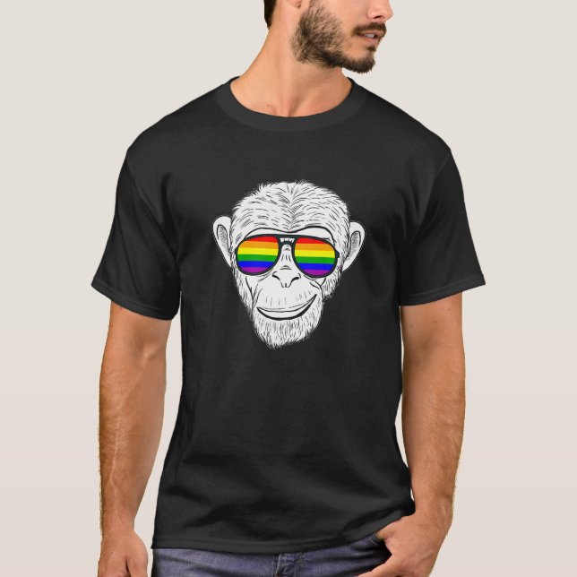 Monkey Chimp med regnbåge sunglass Rainbow Monke T Shirt (Framsida)