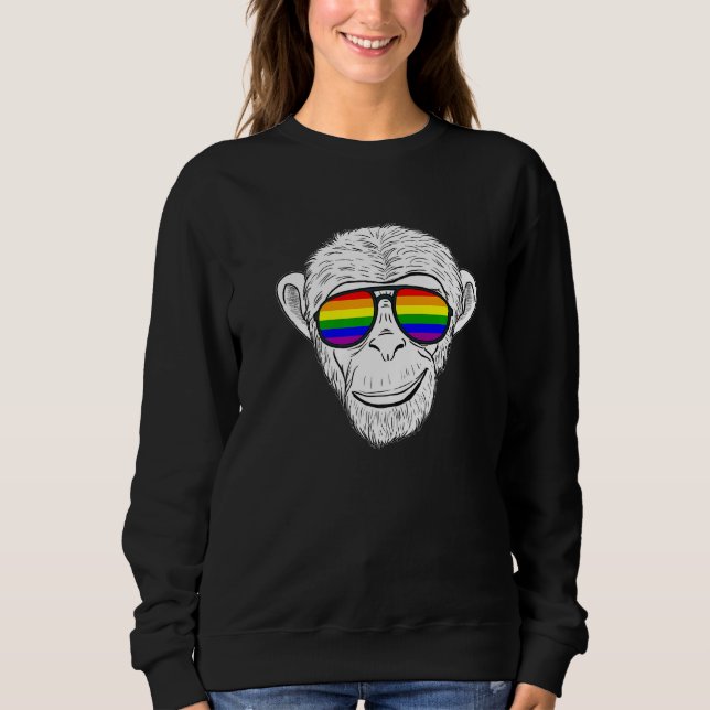 Monkey Chimp med regnbåge sunglass Rainbow Monke T Shirt (Framsida)