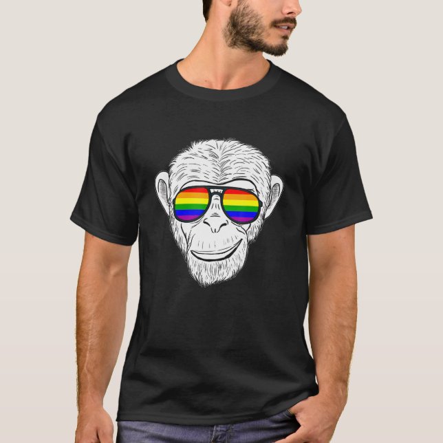 Monkey Chimp med regnbåge sunglass Rainbow Monke T Shirt (Framsida)